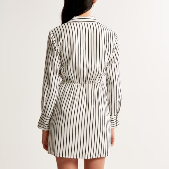 NWT Abercrombie | Long-Sleeve Drapey Shirt Dress, Size Small - Picture 2 of 8